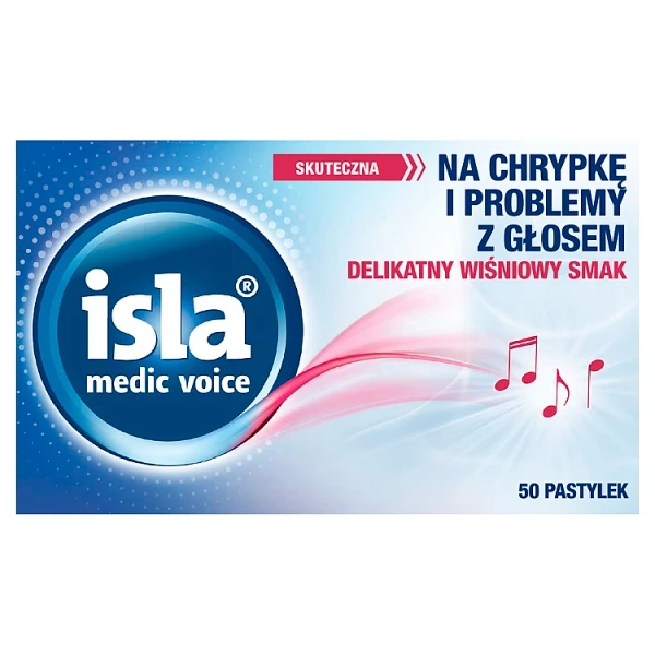 Isla Medic Voice, smak wiśniowy, 50 pastylek do ssania