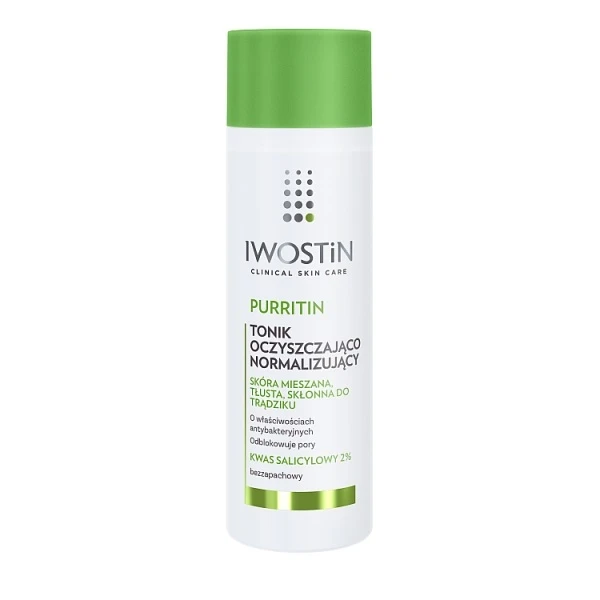 Iwostin Purritin, tonik oczyszająco-normalizujący, skóra mieszana, tłusta, skłonna do trądziki, 200ml