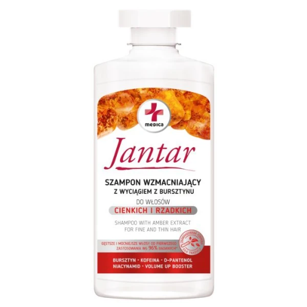 Jantar Medica, szampon wzmacniający z wyciągiem z bursztynu, do włosów cienkich i rzadkich, 330ml