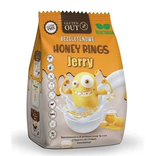 Jerry Gluten Out, kółka zbożowe miodowe, bezglutenowe, 375g