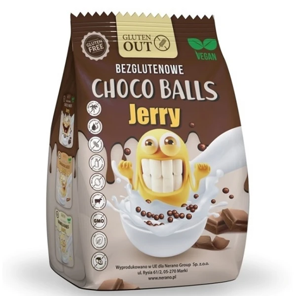 Jerry Gluten Out, kulki zbożowe kakaowe, bezglutenowe, 375g