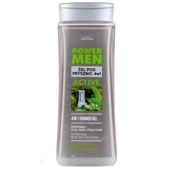 Joanna, Power Men Active, żel pod prysznic 4w1, 300ml