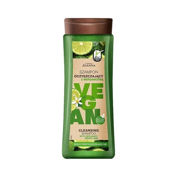 Joanna Vegan, szampon oczyszczający z bergamotką, do włosów przetłuszczających się, 300ml