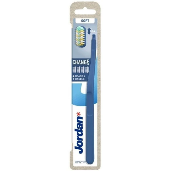 Jordan Change, szczoteczka do zębów z wymienną główką, uchwyt + wymienne główki Soft, 4 sztuki