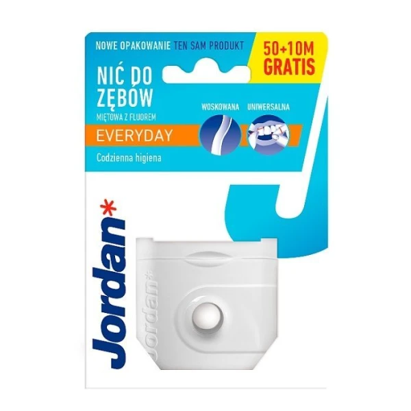 Jordan, nić dentystyczna Everyday, miętowa z fluorem, 50m