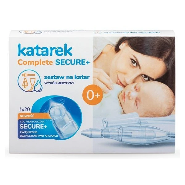 Katarek Complete Secure+, zestaw na katar, aspirator + sól fizjologiczna, 20 ampułek po 5ml