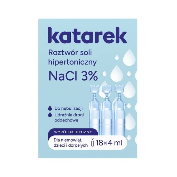 Katarek, roztwór soli hipertoniczny 3% NaCl, 18 ampułek po 4ml