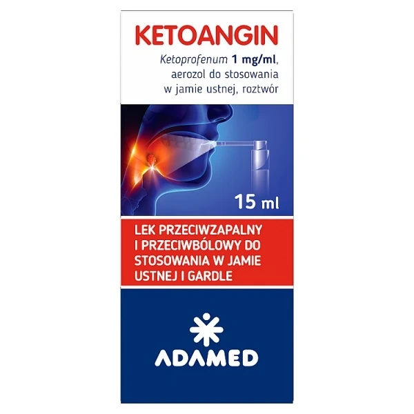 Ketoangin 1mg/ml, aerozol do stosowania w jamie ustnej, 15ml