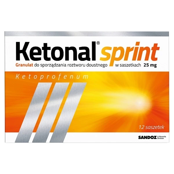 Ketonal Sprint 25mg, granulat do sporządzania roztworu doustnego, 12 saszetek