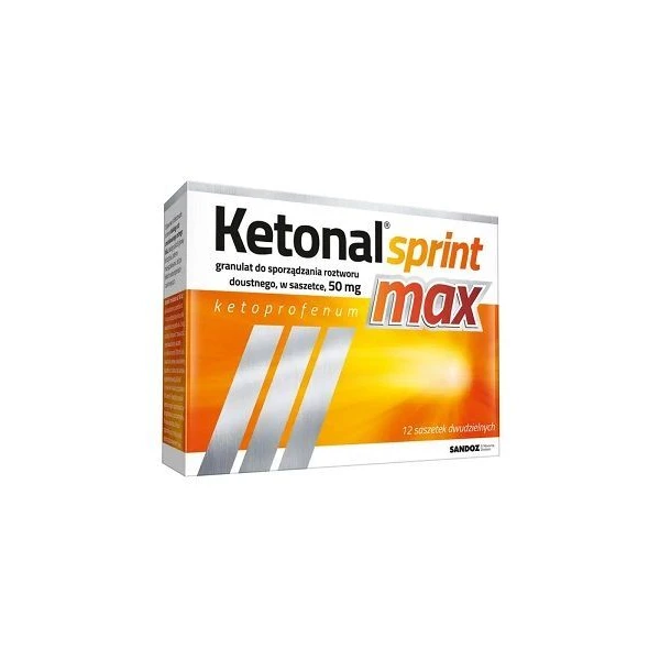 Ketonal Sprint Max 50mg, granulat do sporządzania roztworu doustnego, 12 saszetek