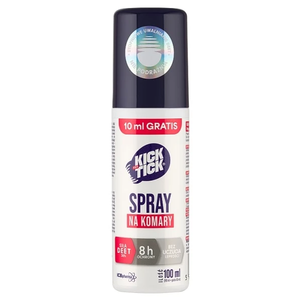 Kick the Tick Repelent, spray DEET 20%, na komary, 100ml