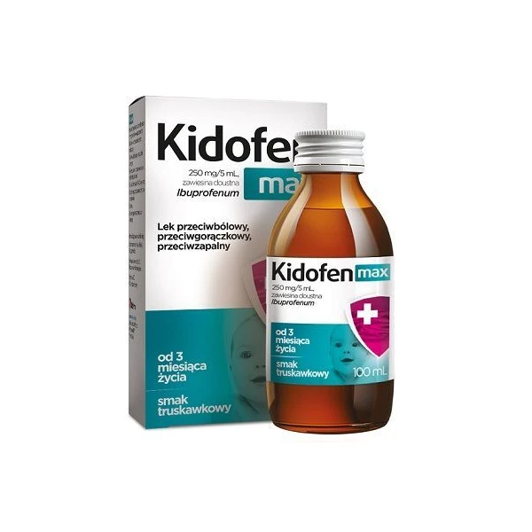 Kidofen Max 250mg/5ml, zawiesina doustna, smak truskawkowy, dla dzieci od 3 miesiąca życia, 100ml