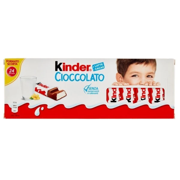 Kinder Cioccolato, batoniki z mlecznym nadzieniem, 300g (24 sztuki po 12,5g)