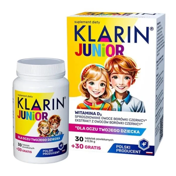 Klarin Junior, dla dzieci od 6 lat, 60 tabletek