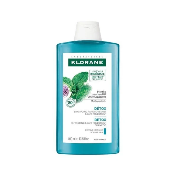 Klorane, Detox, oczyszczający szampon do włosów z miętą organiczną, 400ml