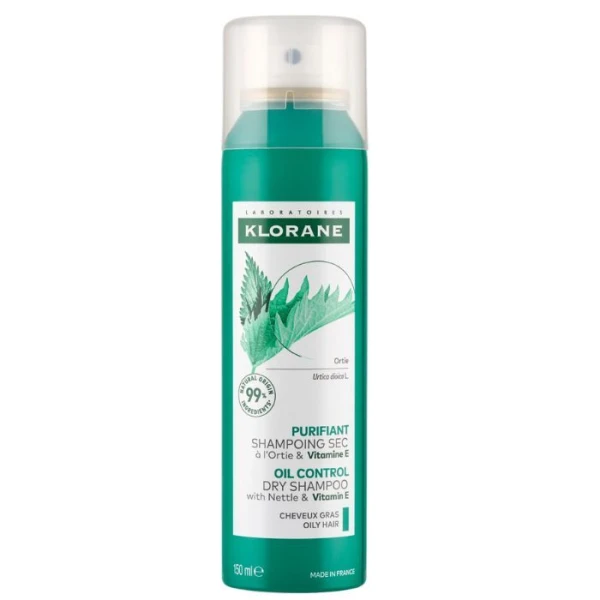 Klorane, seboregulujący szampon suchy z pokrzywą i witaminą E, 150ml