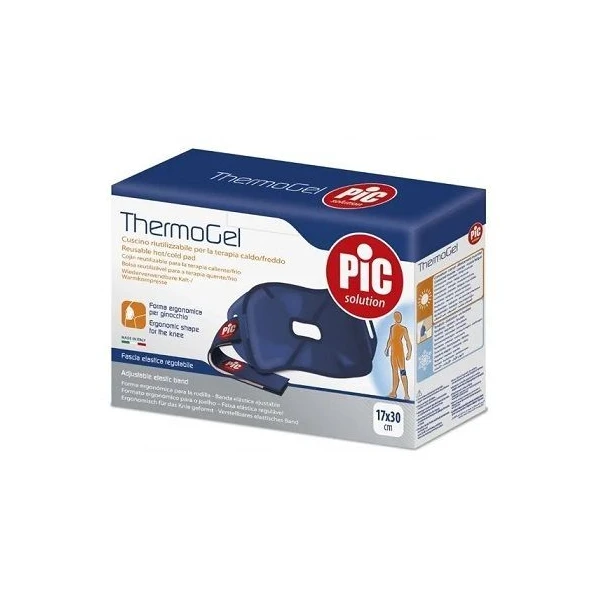 Kompres żelowy ThermoGel ciepło-zimno, w pokrowcu, kolano, Pic Solution, 17cmx30cm, 1 sztuka