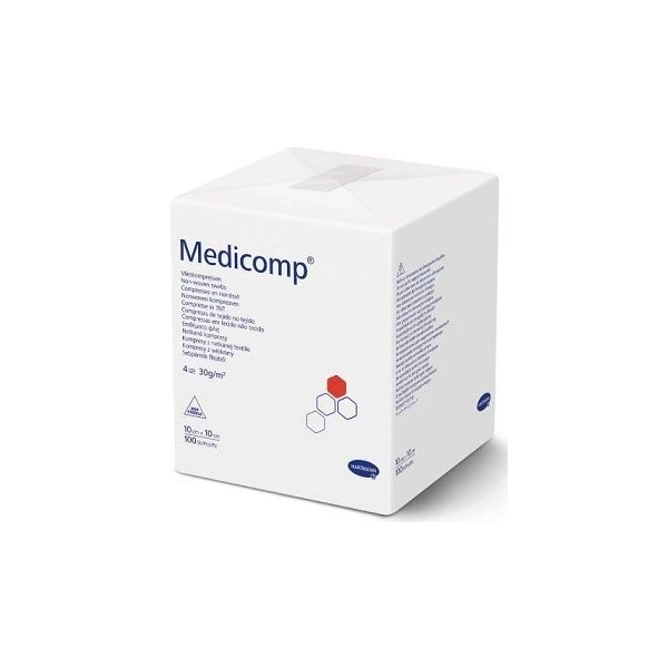 Kompresy włókninowe Medicomp, niejałowe, 10cmx10cm, 100 sztuk