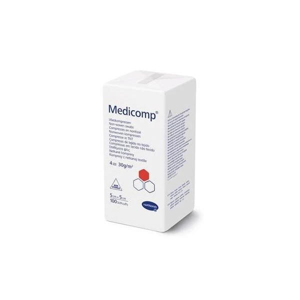 Kompresy włókninowe Medicomp, niejałowe, 5cmx5cm, 100 sztuk