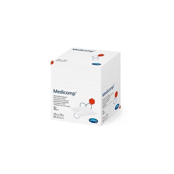 Kompresy włókninowe Medicomp, niejałowe, 7,5mx7,5cm, 50 sztuk