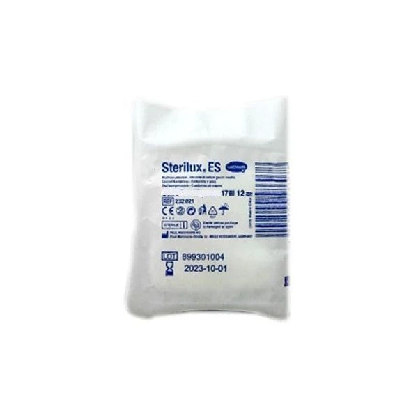Kompresy z gazy bawełnianej Sterilux ES, jałowe, 17 nitkowe, 12-warstwowe, 5cmx5cm, 3 sztuki