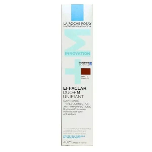 La Roche-Posay Effaclar Duo(+)M Unifiant, tonujący krem zwalczający niedoskonałości, zatkane pory, przebarwienia potrądzikowe, Deep Shade, 40ml