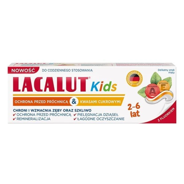 Lacalut Kids, pasta do zębów, dla dzieci w wieku 2-6 lat, 55ml