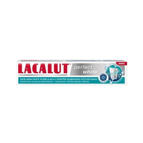 Lacalut Perfect White, micelarna pasta wybielająca, z efektem głębokiego oczyszczenia, 75ml
