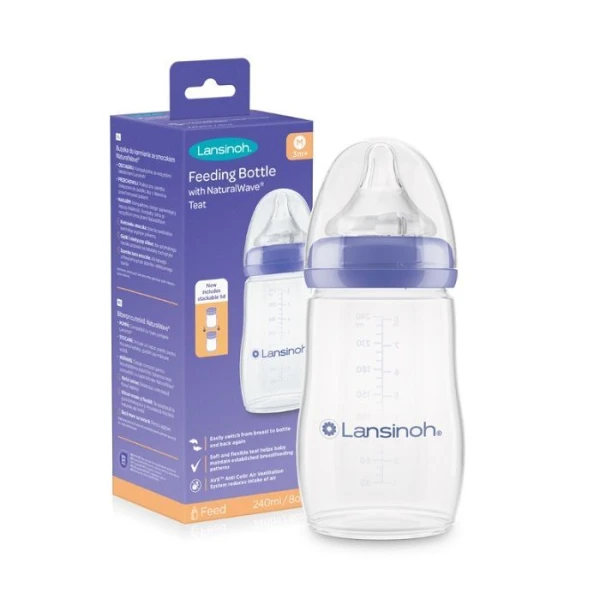Lansinoh, butelka ze smoczkiem Natural Wave o średnim przepływie, 240ml