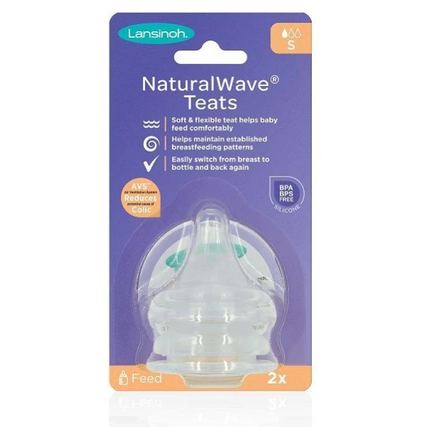 Lansinoh, smoczek na butelkę Natural Wave, wolny przepływ, 1-3 miesięcy, 2 sztuki