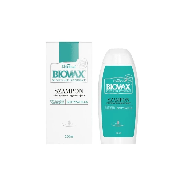 L'biotica Biovax, Biotyna Plus, szampon regenerujący, włosy słabe i wypadające, 200ml