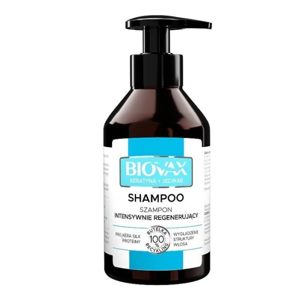 L'Biotica Biovax, Keratyna i Jedwab, szampon intensywnie regenerujący, wygładzanie struktury włosa, 200ml
