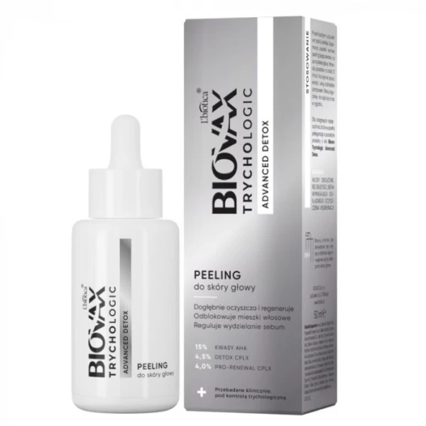 L'biotica Biovax Trychologic, Advanced Detox, peeling do skóry głowy, 50ml