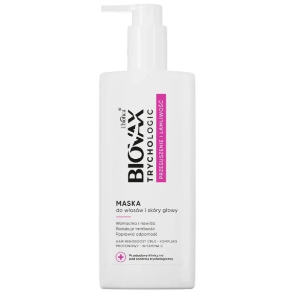 L'biotica Biovax Trychologic, Przesuszenie i Łamliwość, maska do włosów i skóry głowy, 200ml