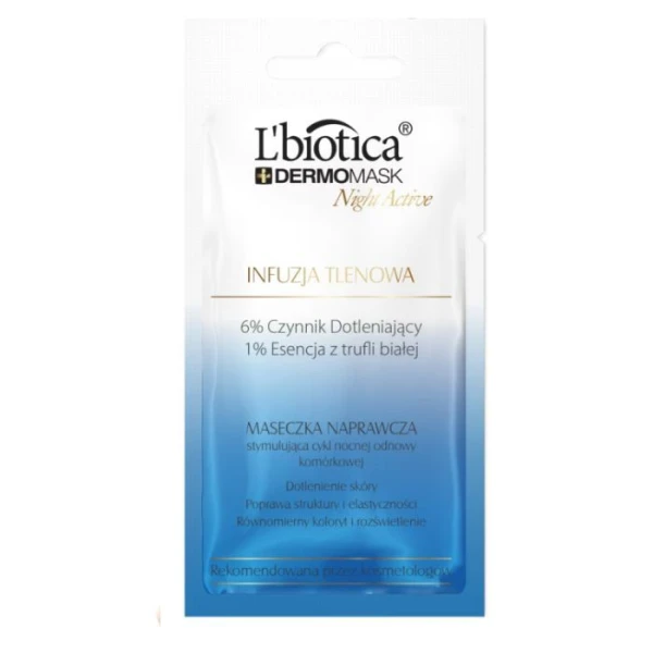 L'Biotica Dermomask, Night Active, maseczka naprawcza, infuzja tlenowa, 12ml