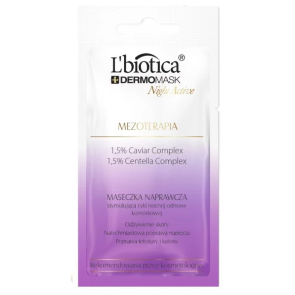 L'Biotica Dermomask, Night Active, maseczka naprawcza, mezoterapia, 12ml