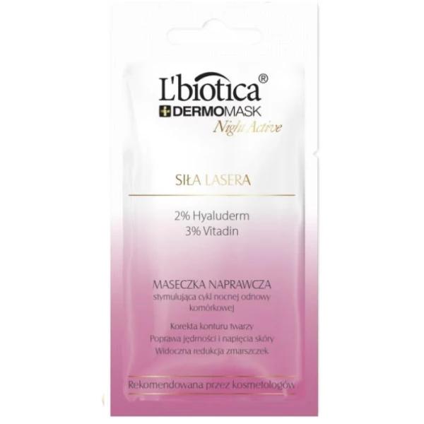 L'Biotica Dermomask, Night Active, maseczka naprawcza, siła lasera, 12ml