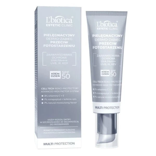 L'biotica Estetic Clinic, Multi Protection, pielęgnacyjny dermo-zabieg przeciw fotostarzeniu, SPF 50, 35ml