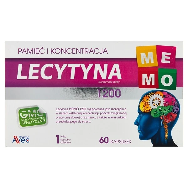Lecytyna Memo 1200, Pamięć i koncentracja, 60 kapsułek