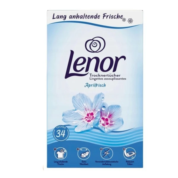 Lenor Aprilfrisch, chusteczki zapachowe do suszarki, 34 sztuki