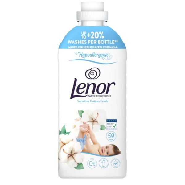 Lenor Hypoallergenic, Sensitive Cotton Fresh, płyn zmiękczający do płukania tkanin, 1239ml
