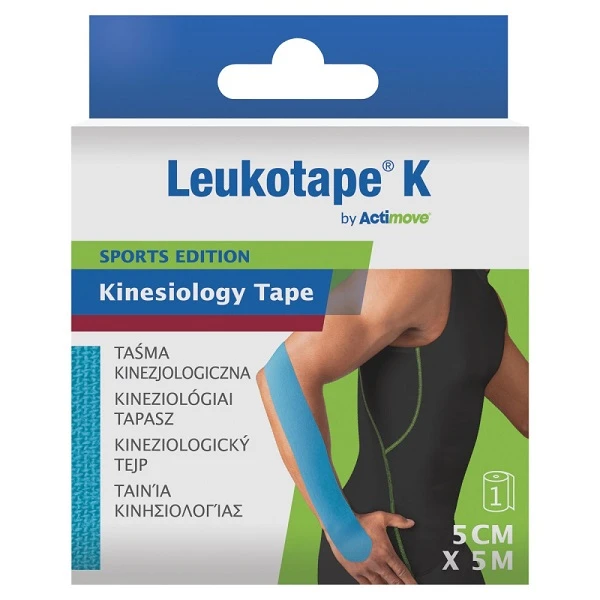 Leukotape K, taśma do kinesiotapingu, 5cmx5m, niebieska, 1 sztuka