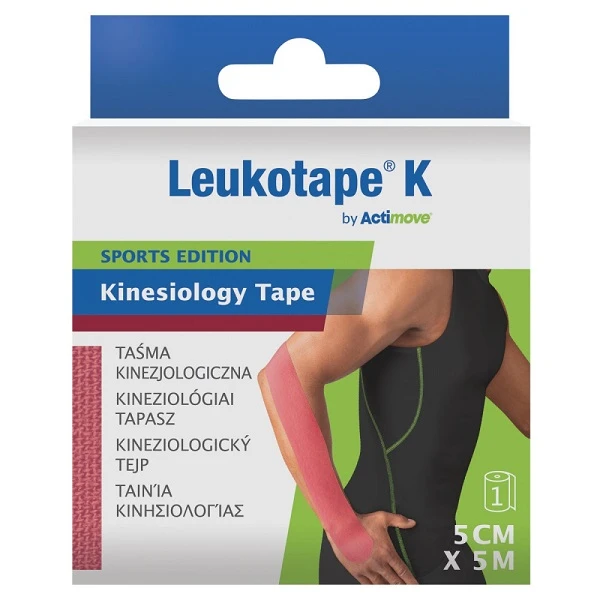 Leukotape K, taśma do kinesiotapingu, 5cmx5m, różowa, 1 sztuka