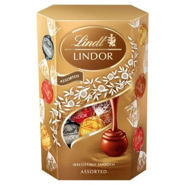 Lindt Lindor Assorted, praliny z nadzieniem o smaku czekolady białej, mlecznej, gorzkiej, 200g