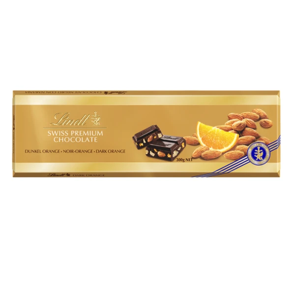 Lindt Swiss Premium Chocolate, ciemna czekolada o smaku pomarańczowym, 300g