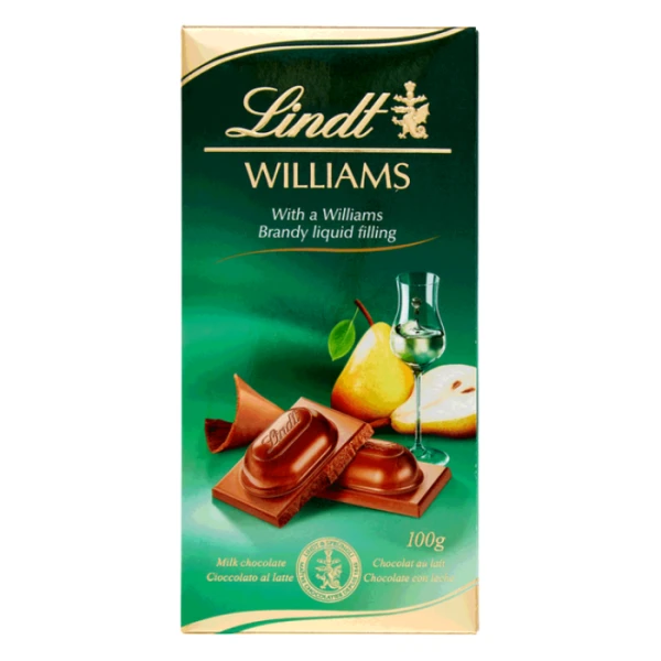 Lindt Williams, mleczna czekolada z płynnym nadzieniem z Williams Brandy, 100g