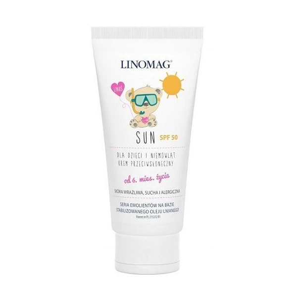 Linomag Sun, krem przeciwsłoneczny SPF 50, dla dzieci i niemowląt, od 6 miesiąca życia, 50ml