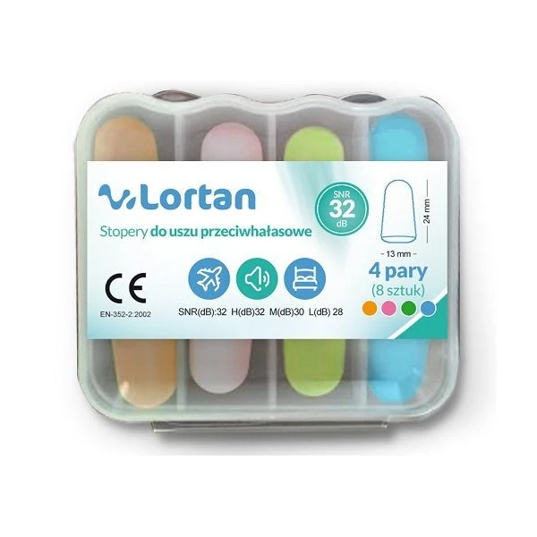 Lortan, stopery do uszu przeciwhałasowe, piankowe, 8 sztuk (4 pary)