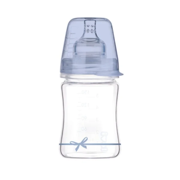 Lovi Diamond Glass, butelka szklana ze smoczkiem dynamicznym, mini, Baby Shower Boy, od urodzenia, 74/104, 150ml