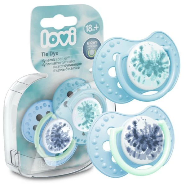 Lovi, smoczek uspokajający, silikonowy, dynamiczny, Tie Dye Blue, po 18 miesiącu, 22/920, 2 sztuki